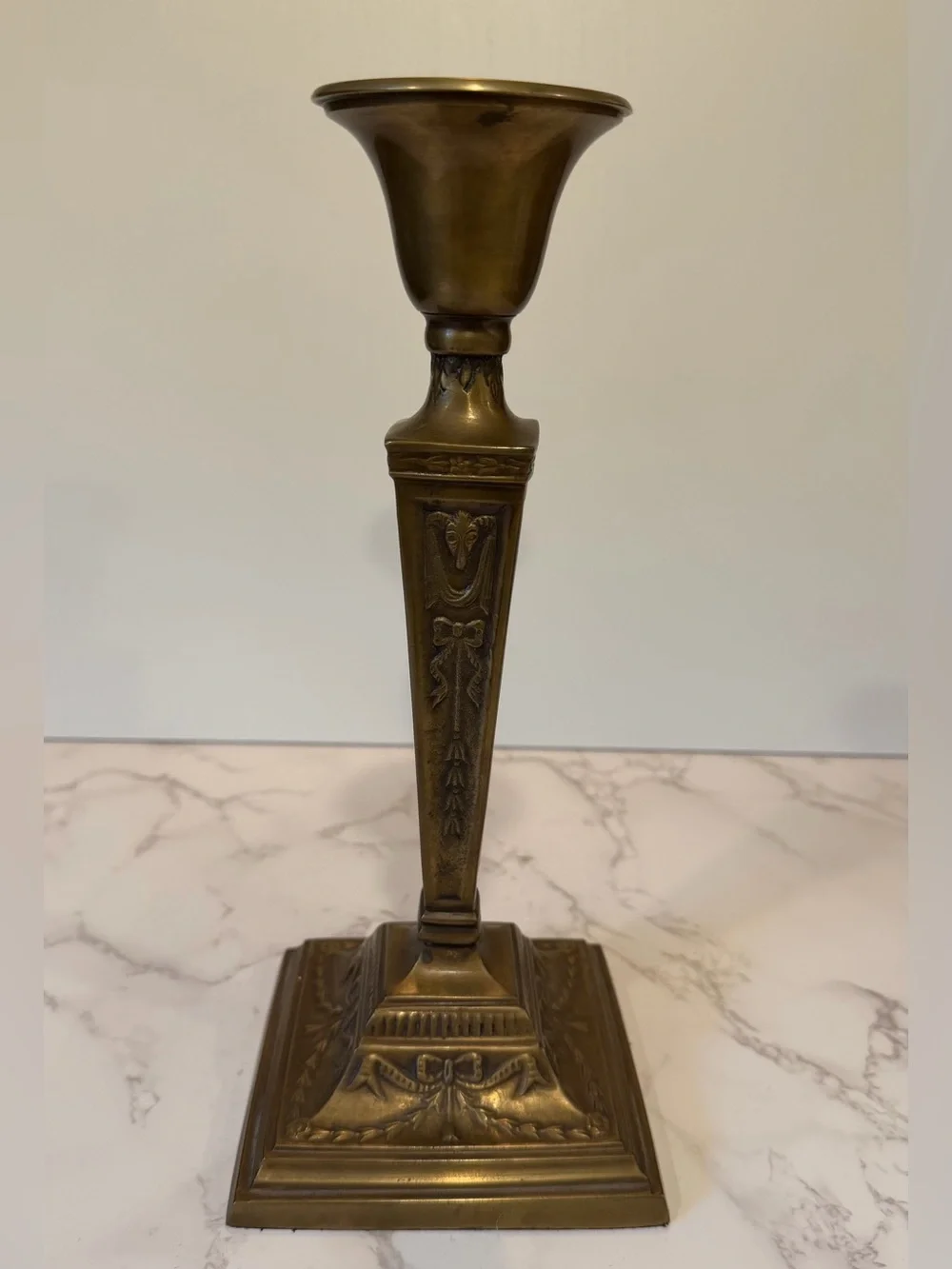 Vintage Brass Neoclassical Candlestick Candle Holder 11”